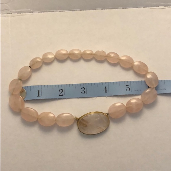 Rose quartz bead necklace with gold clasp - Picture 5 of 8